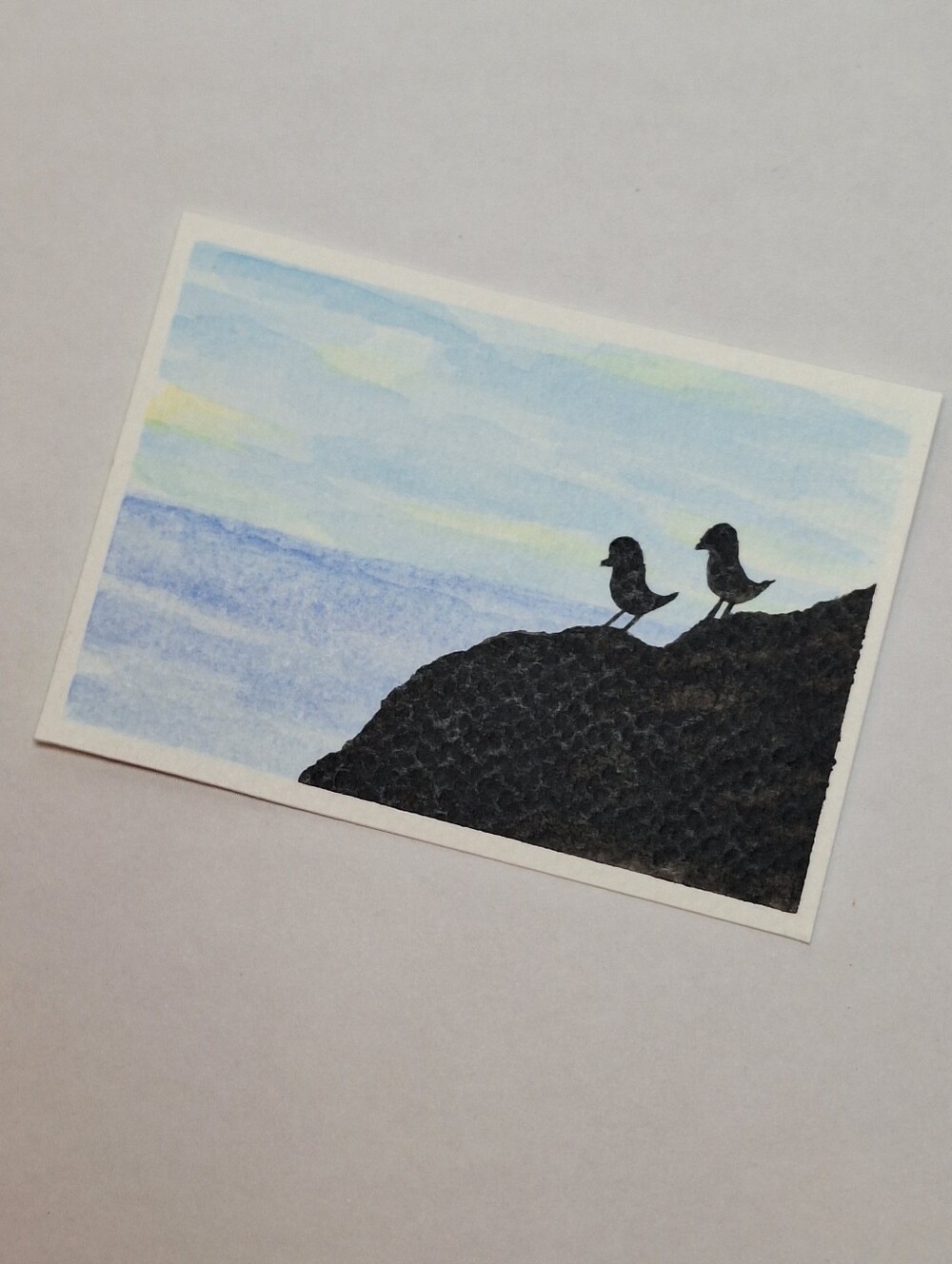"Coastal Bliss" Hand-painted gouache painting (Tiny original artwork) - Picture 9 of 9